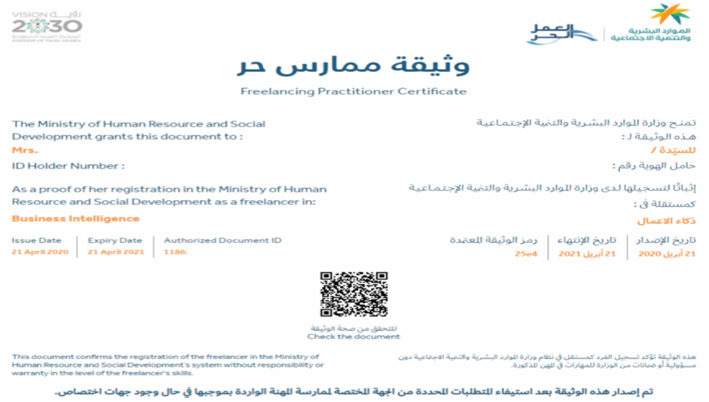 خطوات تجديد وثيقة العمل الحر إلكترونيا