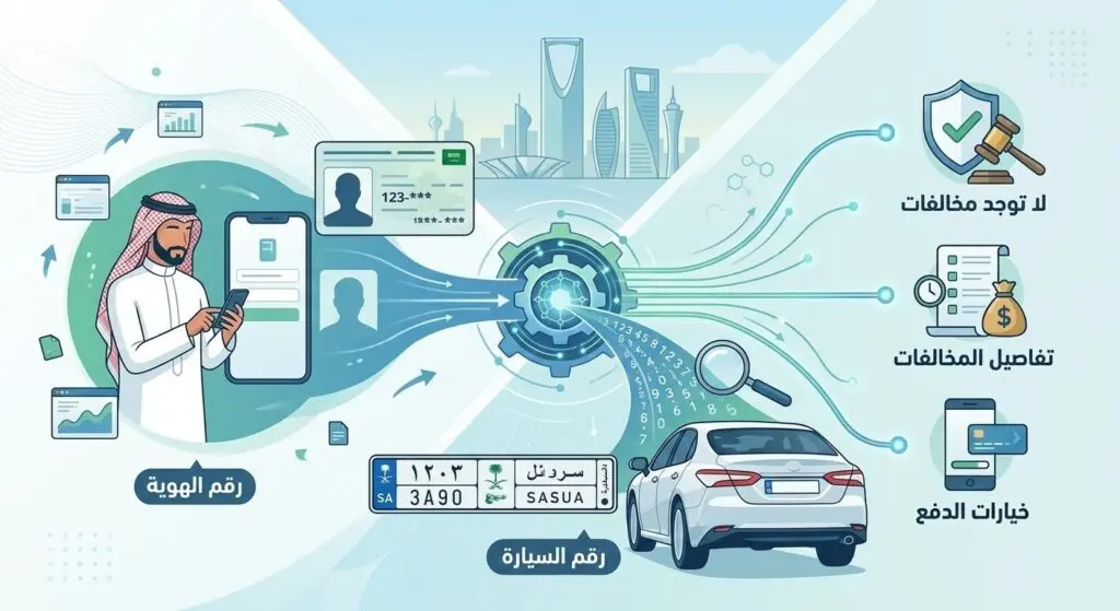 الاستعلام عن المخالفات بدون أبشر برقم الهوية أو رقم السيارة