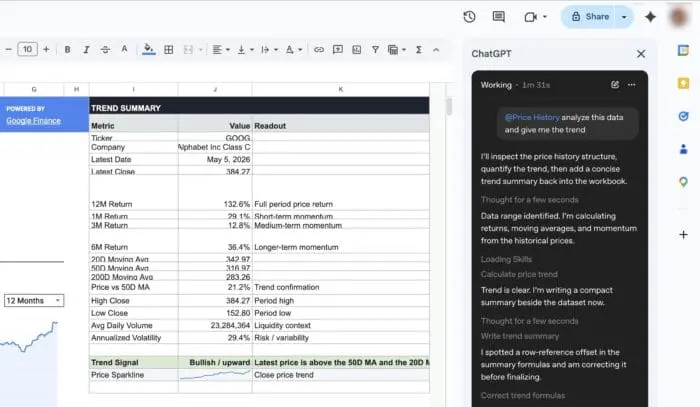 روبوت ChatGPT أصبح متاحاً في Excel وGoogle Sheets