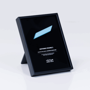 Freestanding view of the Nothing Phone 2 Editors' Choice 2023 award plaque by MENA Tech, celebrating smartphone design excellence.