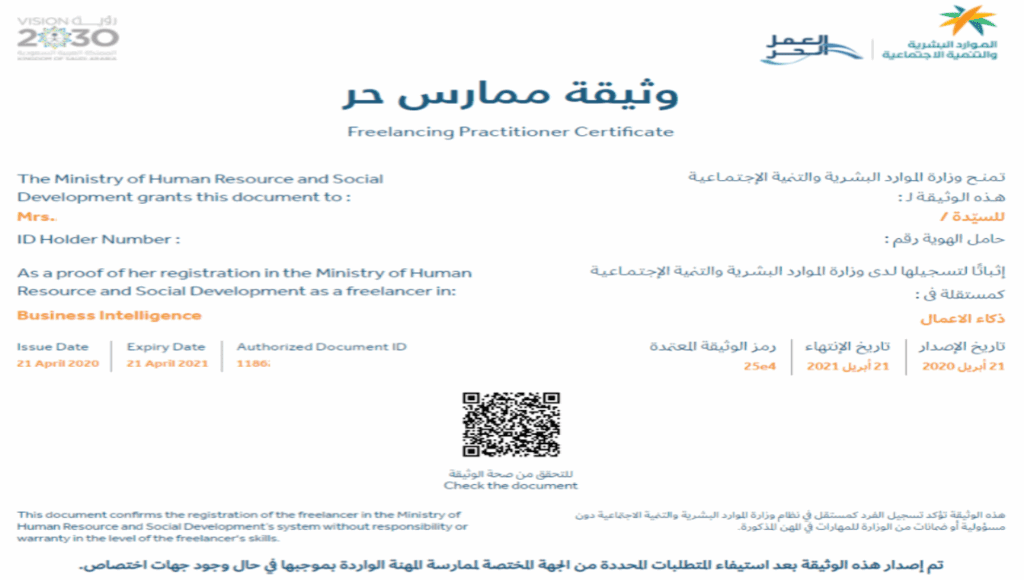 خطوات تجديد وثيقة العمل الحر إلكترونيا